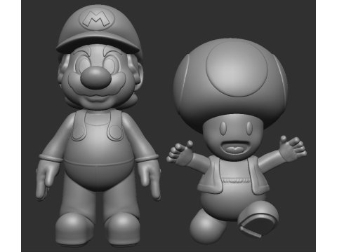 Marios Bros and Toad 3D Print Model