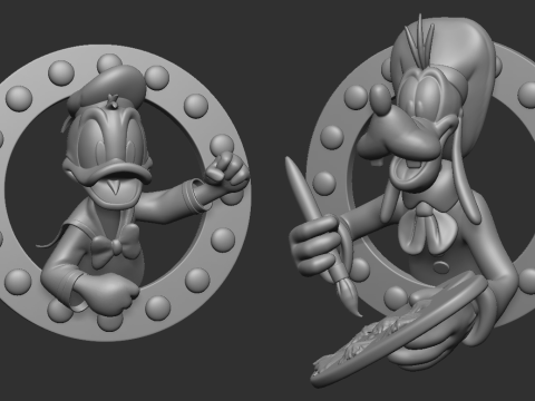 Disney Pack Duck Donald and Goofy Painter 3D 打印模型