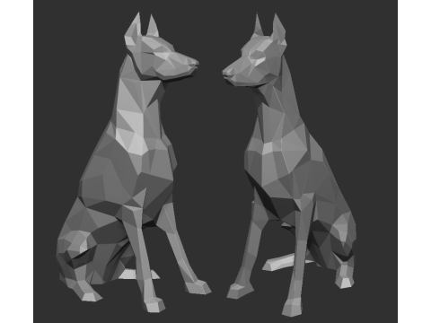 Doberman low poly 3D Print Model