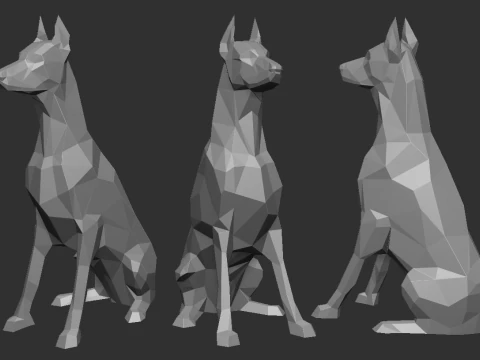 Доберман низкополигональная 3D Принт Модель