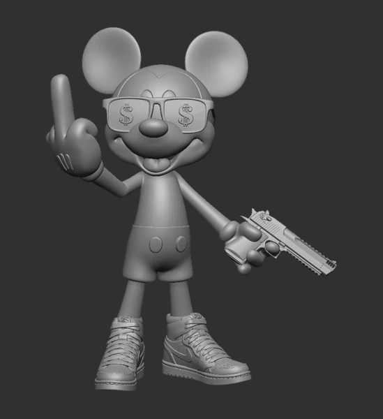 MICKEY MOUSE BAD DOLLAR 3D Print Model .c4d .max .obj .3ds .fbx .stl .blend 