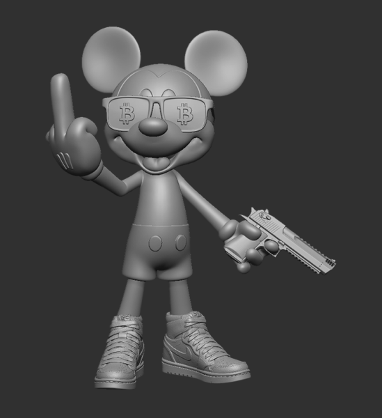 MICKEY MOUSE BAD BIT COIN 3D Print Model .c4d .max .obj .3ds .fbx .stl .blend