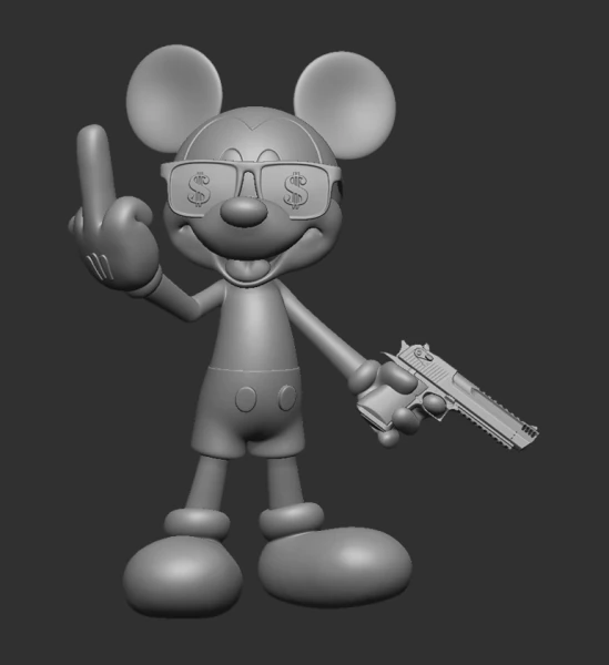 MICKEY MOUSE BAD DOLLAR 3D Print Model .c4d .max .obj .3ds .fbx .stl .blend 