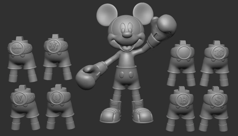 미키 마우스 복싱 팩 3D 모델 .c4d .max .obj .3ds .fbx .stl .blend 