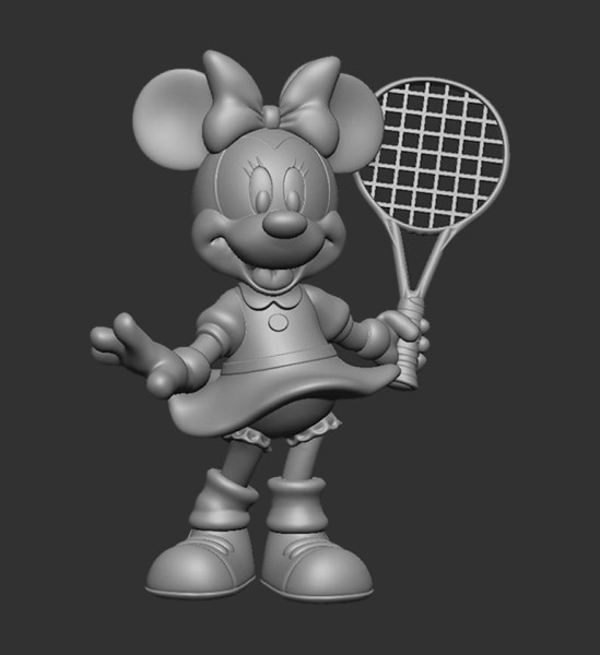 Minnie Mouse Tennis player 3D Model .c4d .max .obj .3ds .fbx .stl .blend