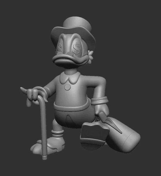 Dagobert Duck Dollar 3D Druckmodell .c4d .max .obj .3ds .fbx .stl .blend