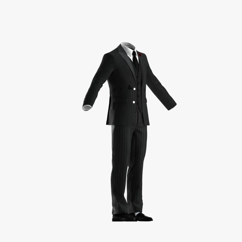 Black Business Suit 3D Model .c4d .max .obj .3ds .fbx .stl .blend