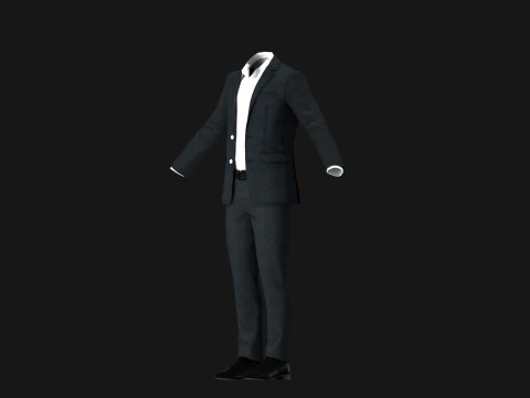 Black Businessman Suit 3D Model