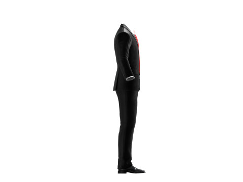 Man Business Suite With Red Tie White Shirt and Black Shoes 3D Model