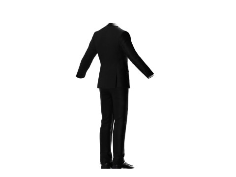 Man Business Suite With Red Tie White Shirt and Black Shoes 3D Model