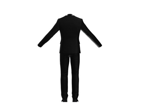 Man Business Suite With Red Tie White Shirt and Black Shoes 3D Model