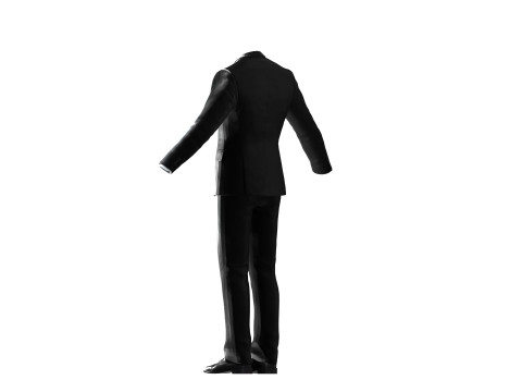 Man Business Suite With Red Tie White Shirt and Black Shoes 3D Model