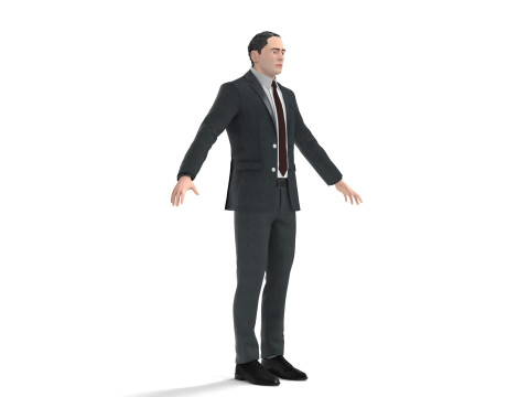 Business Suit With Red Tie 3D Model