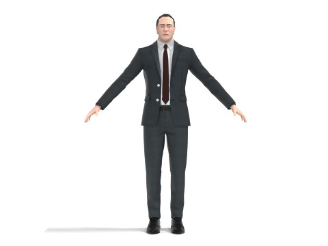 Business Suit With Red Tie Modèle 3D