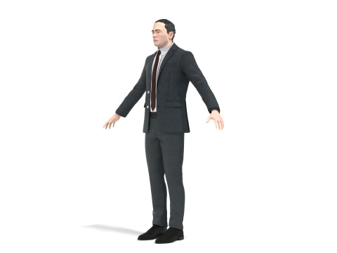 Business Suit With Red Tie Modèle 3D