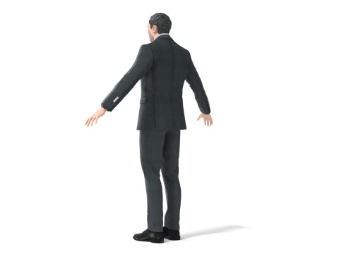 Business Suit With Red Tie Modèle 3D