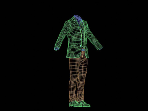 Business Suit With Red Tie Modèle 3D