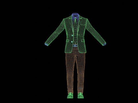 Business Suit With Red Tie Modèle 3D