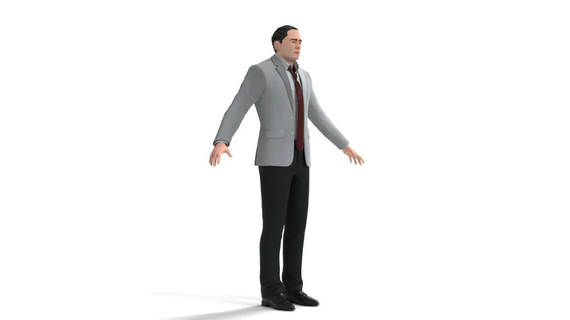 Businessman Suit Grey Coat with Black Pant 3D Model .c4d .max .obj .3ds .fbx .stl .blend 