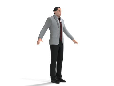 Businessman Suit Grey Coat with Black Pant 3D Model