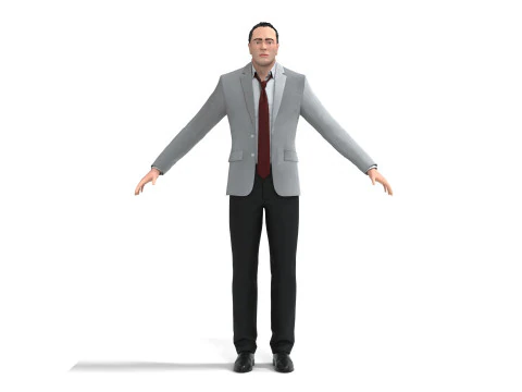 Businessman Suit Grey Coat with Black Pant 3D Model