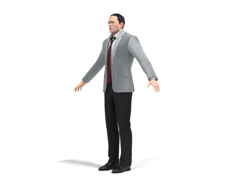 Businessman Suit Grey Coat with Black Pant 3D Model