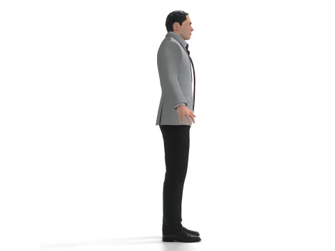 Businessman Suit Grey Coat with Black Pant 3D Model