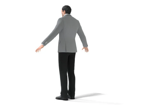 Businessman Suit Grey Coat with Black Pant 3D Model