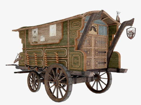Wooden Carriage 3D Model