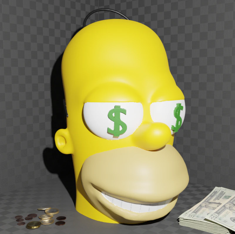Homer Simpson Money Box 3D Print Model .c4d .max .obj .3ds .fbx .stl .blend 