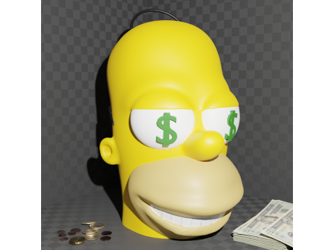 Homer Simpson Money Box 3D Print Model