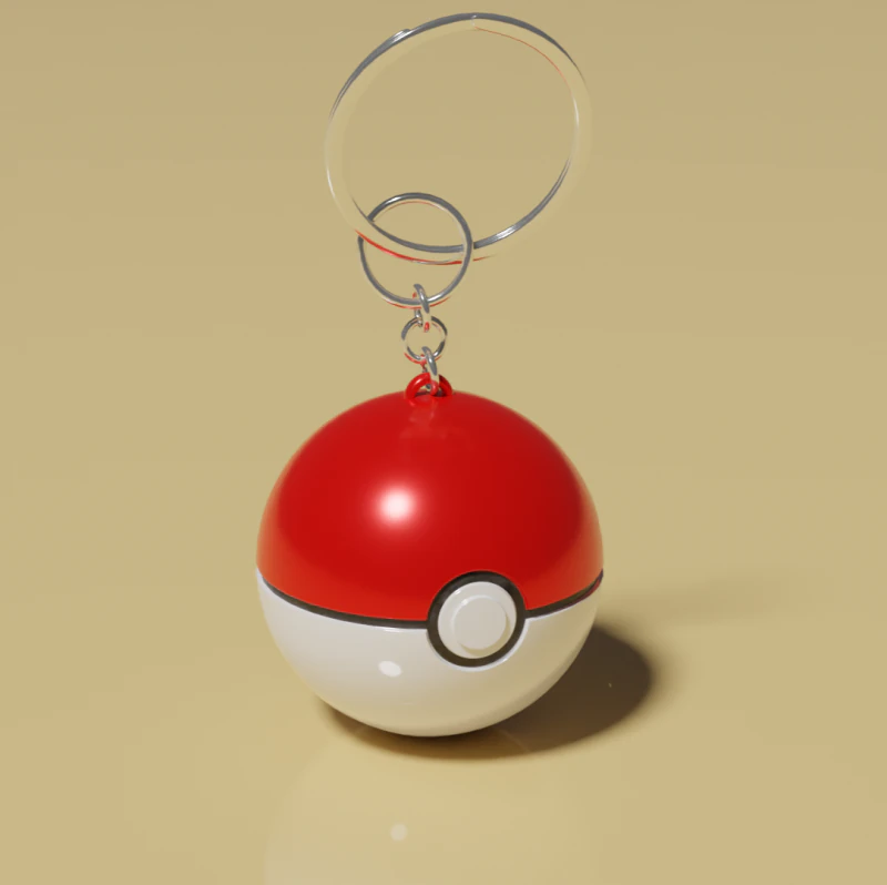 Pokeball Keychain 3D Print Model .c4d .max .obj .3ds .fbx .stl .blend 