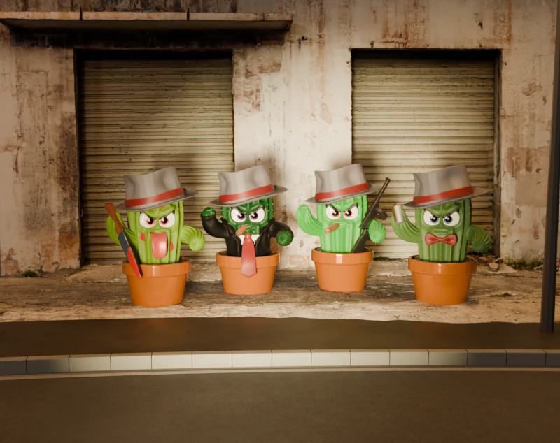 Cactus mafia 3D Print Model .c4d .max .obj .3ds .fbx .stl .blend 