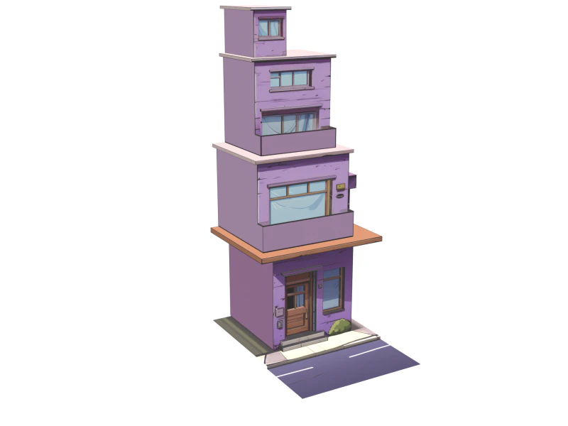 Tall Cartoon House 3D Model .c4d .max .obj .3ds .fbx .stl .blend