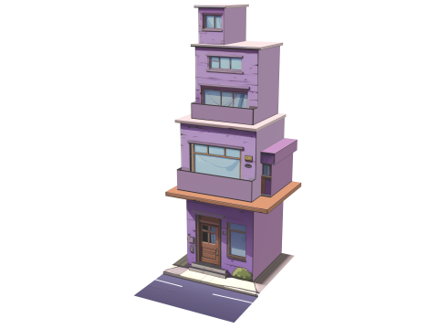 高大的卡通房子 3D 模型