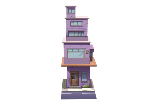 Tall Cartoon House 3D Model