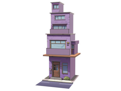 高大的卡通房子 3D 模型