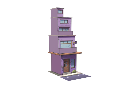 高大的卡通房子 3D 模型