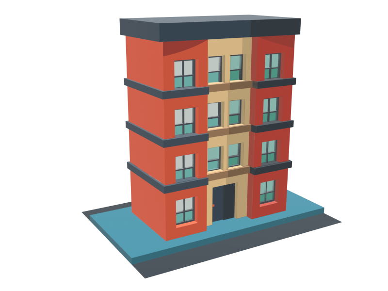 주거 만화 건물 3D 모델 .c4d .max .obj .3ds .fbx .stl .blend 