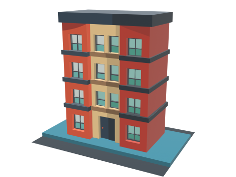 주거 만화 건물 3D 모델