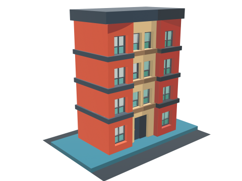 주거 만화 건물 3D 모델