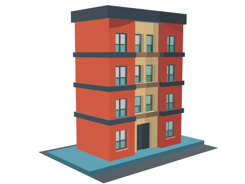 주거 만화 건물 3D 모델