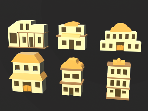 Coleção de edifícios de desenhos animados Modelo 3D