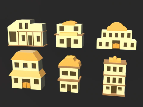Cartoon Building Collection 3D Model