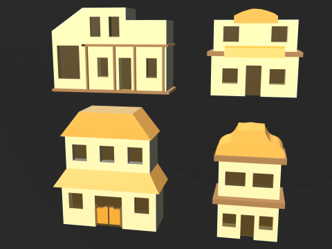 Coleção de edifícios de desenhos animados Modelo 3D