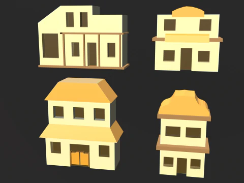 Cartoon Building Collection 3D Model