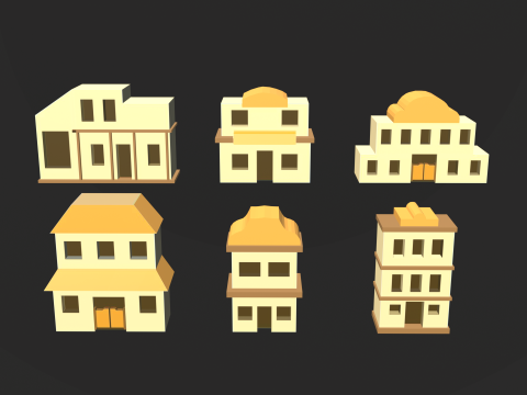 Coleção de edifícios de desenhos animados Modelo 3D