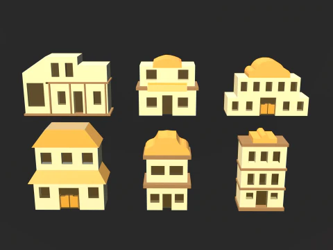 Cartoon Building Collection 3D Model