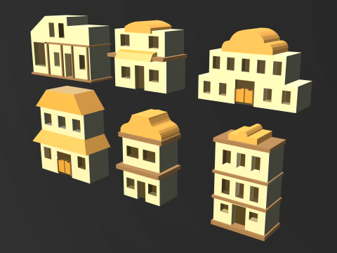 Coleção de edifícios de desenhos animados Modelo 3D