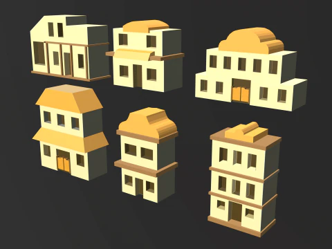 Cartoon Building Collection 3D Model